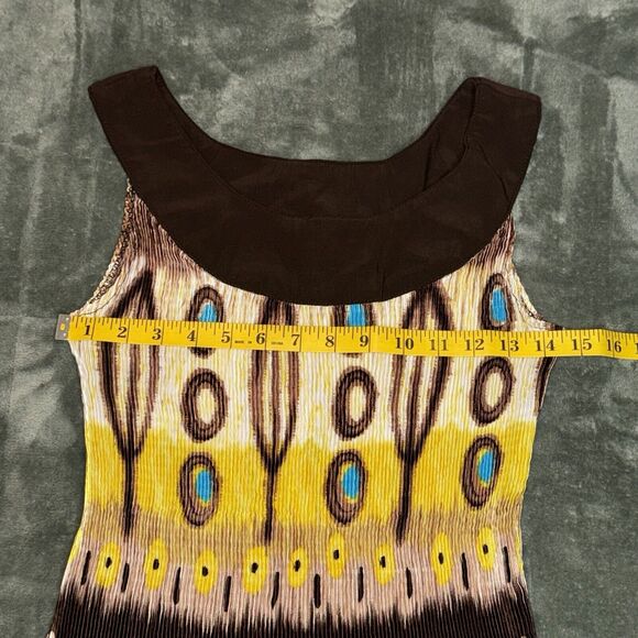 Sere Nade Mini A-Line Dress Women's L Multicolor Geometric Round Neck Ruffle Hem - Picture 4 of 6